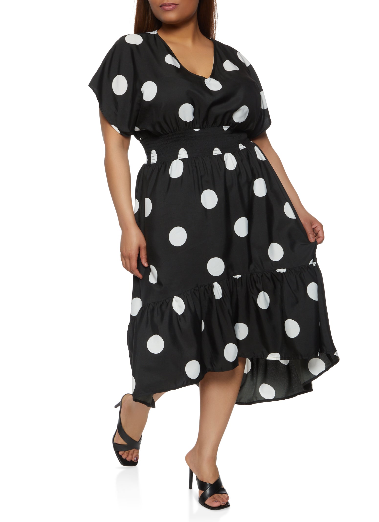 Plus Size Polka Dot Maxi Dress - Black ...